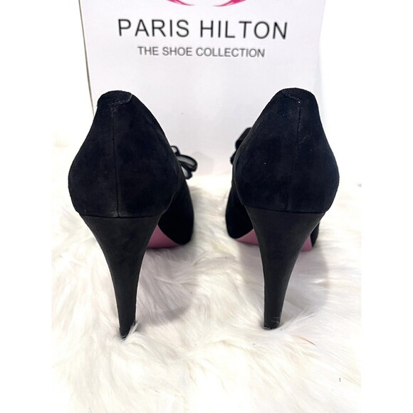 Paris Hilton Black Heels Women Size 9M Amelie Black Suede Platform Pumps Heels - Picture 8 of 10